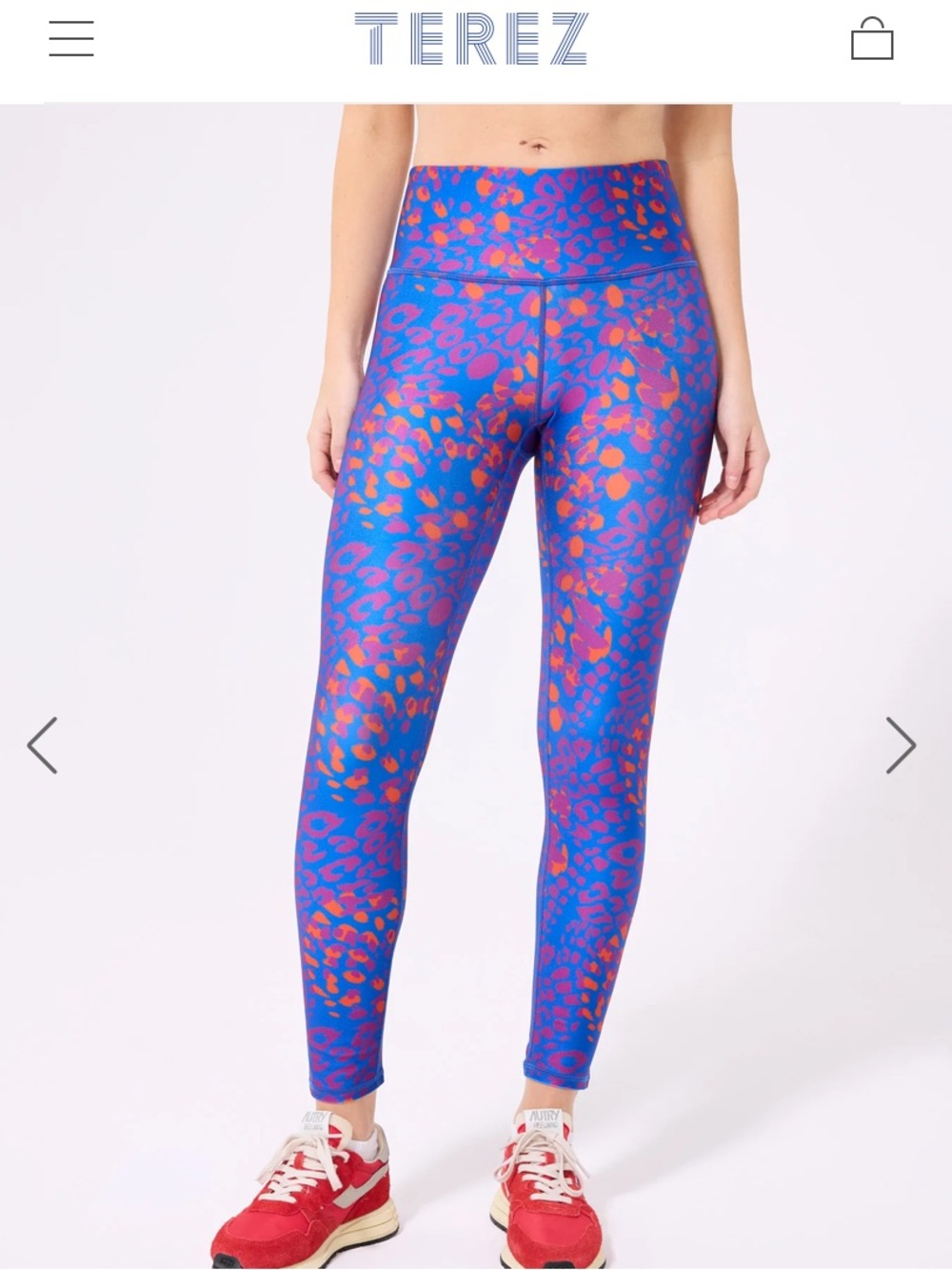 Terez Purple Leggings with Red & Blue Leopard Spots